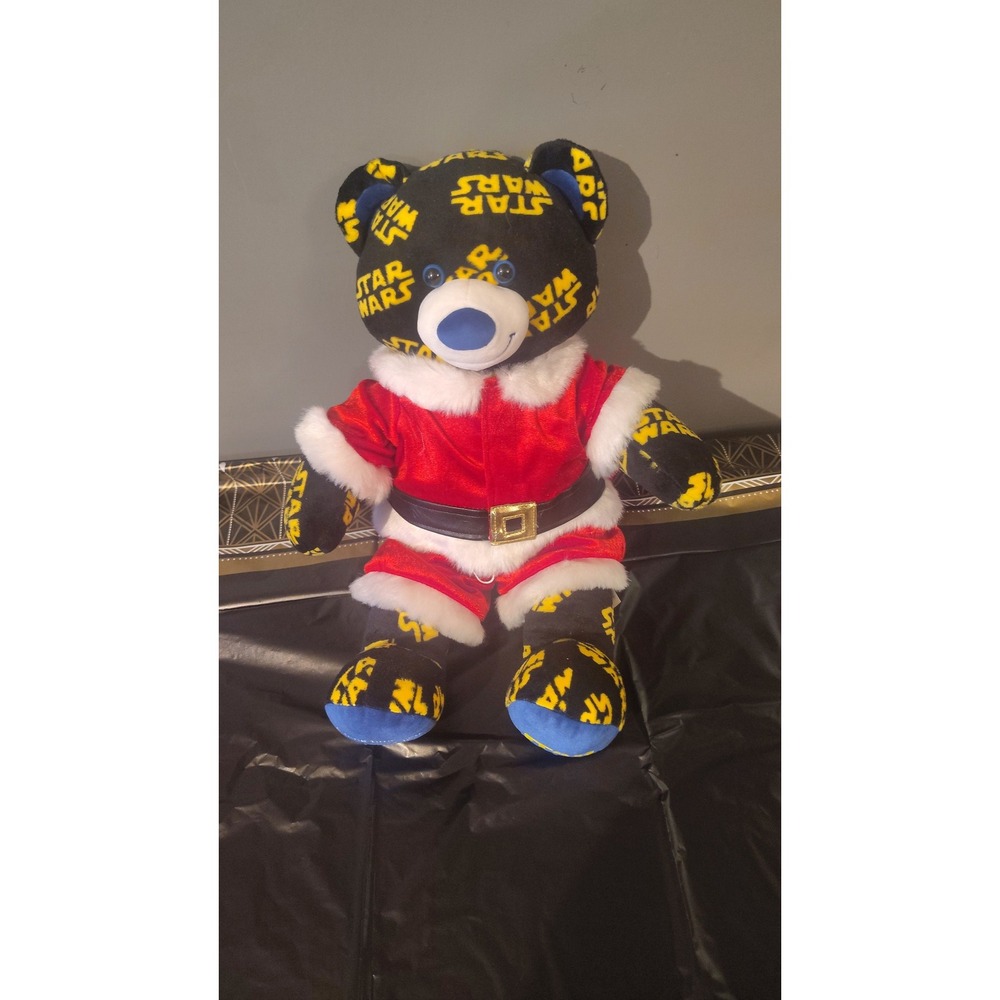 Build-A-Bear Star Wars Santa Bear Black Yellow Logo Plush Holiday Outfit